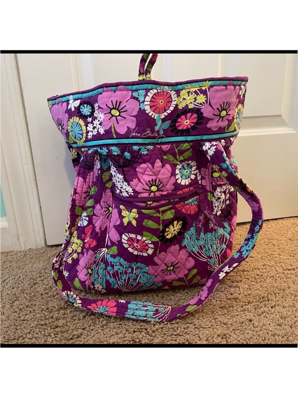Vera Bradley Purple Floral Quilted Tote Bag Style: Flutterby 💜